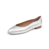 Sofia Ballet Flat in Metallic Silver Leather