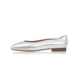 Sofia Ballet Flat in Metallic Silver Leather