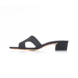 Group Made-To-Order (GMTO) Yumi 35 Heeled Sandal in Embossed Black Lizard Leather