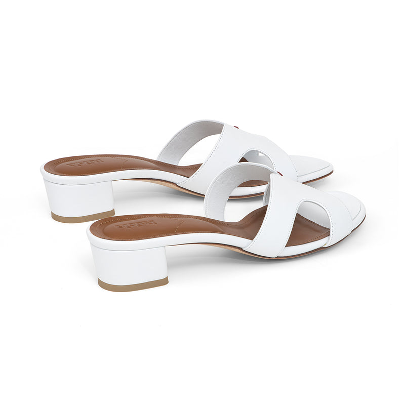 Yumi 35 Heeled Sandal in Classic White Leather