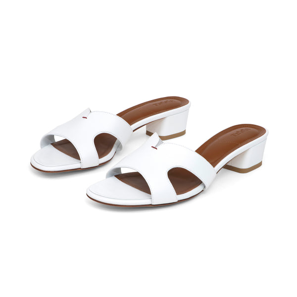 Yumi 35 Heeled Sandal in Classic White Leather