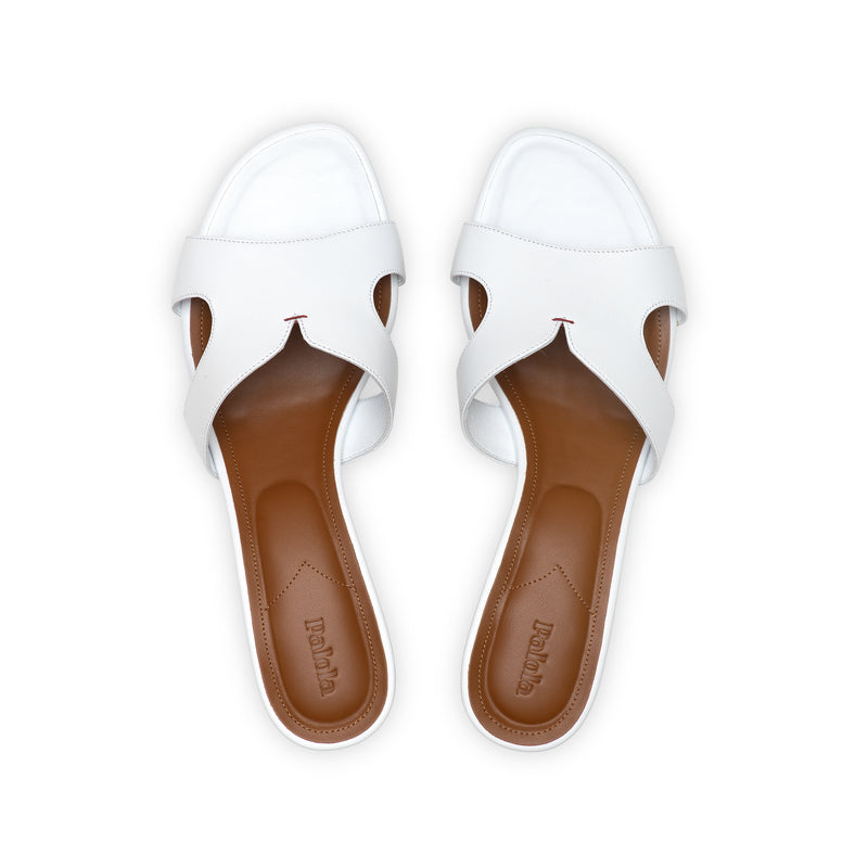 Yumi 35 Heeled Sandal in Classic White Leather