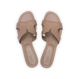 Yumi 35 Heeled Sandal in Taupe Nappa Leather