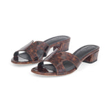 Group Made-To-Order (GMTO) Yumi 35 Heeled Sandal in Tortoise Shell Patent Leather