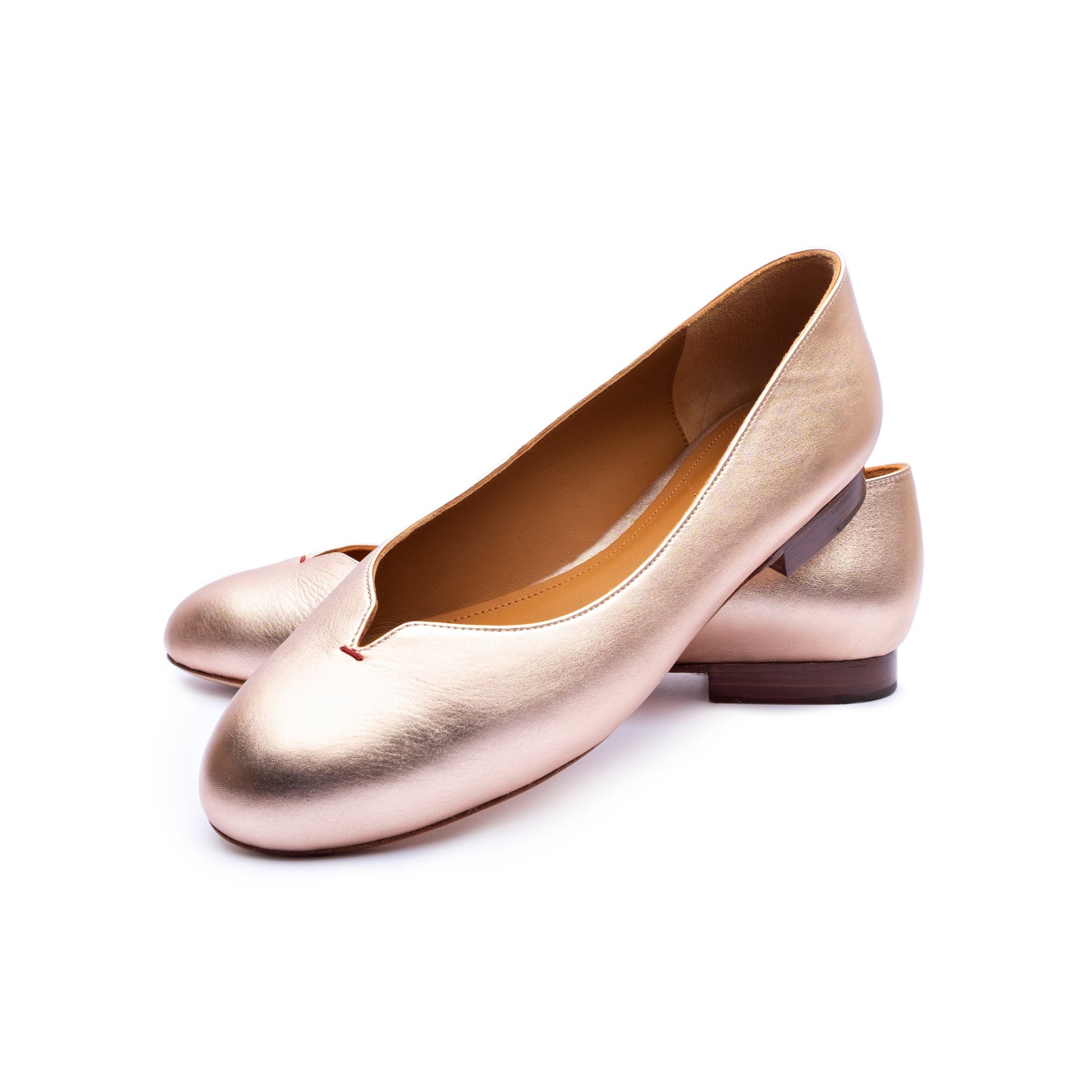 Yumi Ballet Flat in Metallic Rose Gold Leather – Palola