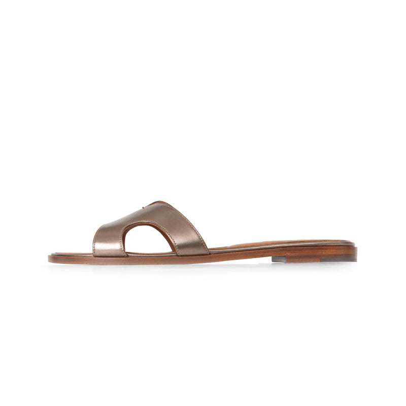 Yumi Slide in Metallic Bronze Leather