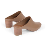 Zoe 55 Heeled Mule in Caramel Nappa Leather