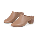Zoe 55 Heeled Mule in Caramel Nappa Leather