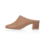Zoe 55 Heeled Mule in Caramel Nappa Leather