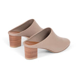 Zoe 55 Heeled Mule in Taupe Nappa Leather