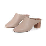 Zoe 55 Heeled Mule in Taupe Nappa Leather
