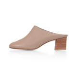 Zoe 55 Heeled Mule in Taupe Nappa Leather