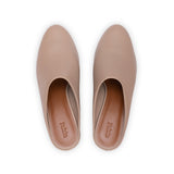 Zoe 55 Heeled Mule in Taupe Nappa Leather