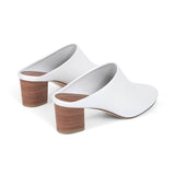 Zoe 55 Heeled Mule in White Nappa Leather