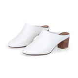 Zoe 55 Heeled Mule in White Nappa Leather