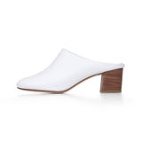 Zoe 55 Heeled Mule in White Nappa Leather