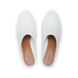 Zoe 55 Heeled Mule in White Nappa Leather