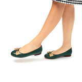 Cherie Ballet Flat in Classic Bottiglia and Embossed Gold Lizard Leather