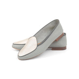 Claudia Loafer in Grey and Embossed Silver Lizard Leather
