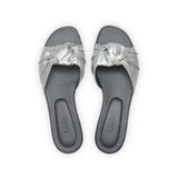 Gisele Slide in Metallic Silver (Matte) Nappa Leather