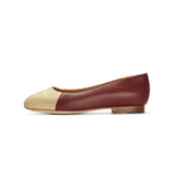 Jessica Ballet Flat in Classic Amarena and Embossed Gold Lizard Leather