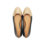 Jessica Ballet Flat in Classic Nero and Embossed Gold Lizard Leather