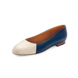 Jessica Ballet Flat in Classic Navy and Embossed Silver Lizard Leather