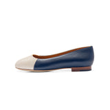 Jessica Ballet Flat in Classic Navy and Embossed Silver Lizard Leather