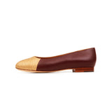 Jessica Ballet Flat in Classic Oxblood and Embossed Gold Lizard Leather