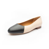 Jessica Ballet Flat in Classic Panna and Classic Black Leather