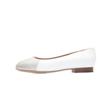 Jessica Ballet Flat in Classic White and Embossed Silver Lizard Leather