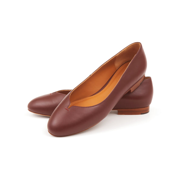 Yumi Ballet Flat in Classic Oxblood Leather