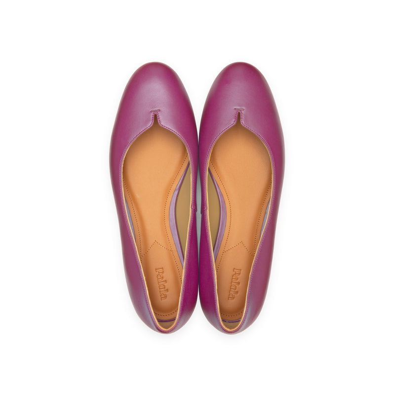 Yumi Ballet Flat in Classic Prugna Leather