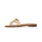 Yumi Slide in Embossed Gold Lizard Leather (Natural Outsoles)